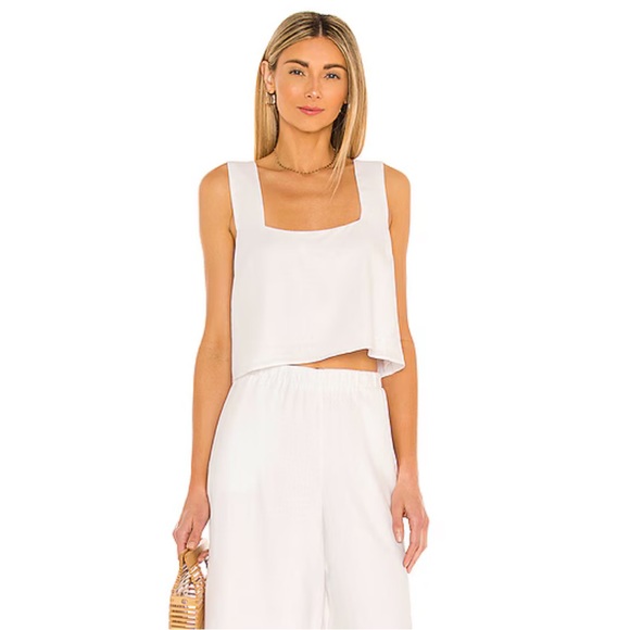 Show Me Your MuMu Tara Crop Top in White Linen - Picture 4 of 5